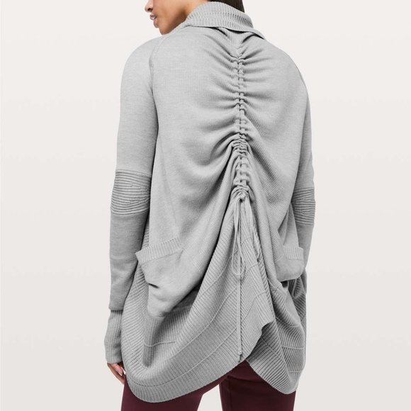 lululemon athletica Sweaters - Lululemon Transformation Wrap Silver Drop Heathered Vapour Grey Boolux 10/12